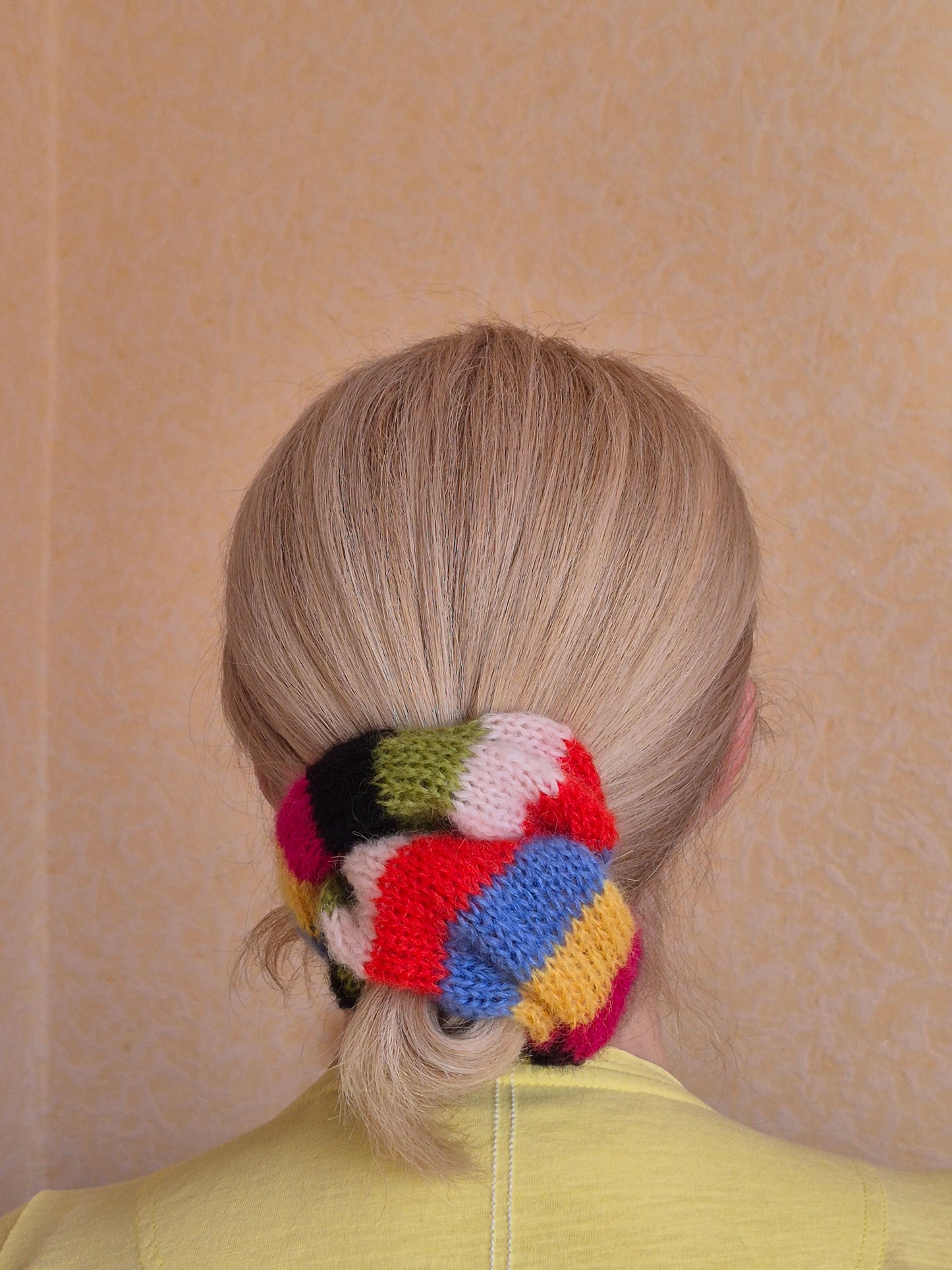 Hand Knit Kid Mohair & Silk Scrunchie – Soft & Airy Hair Accessory