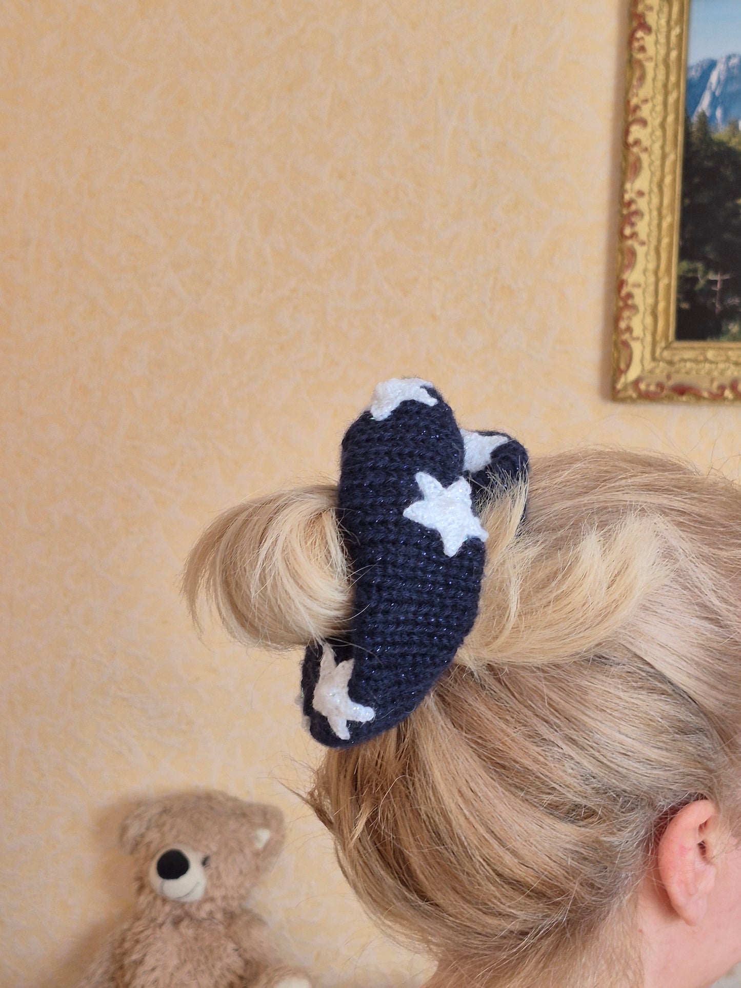 Angora, Wool & Lurex Scrunchie – Soft Knit with Subtle Sparkle
