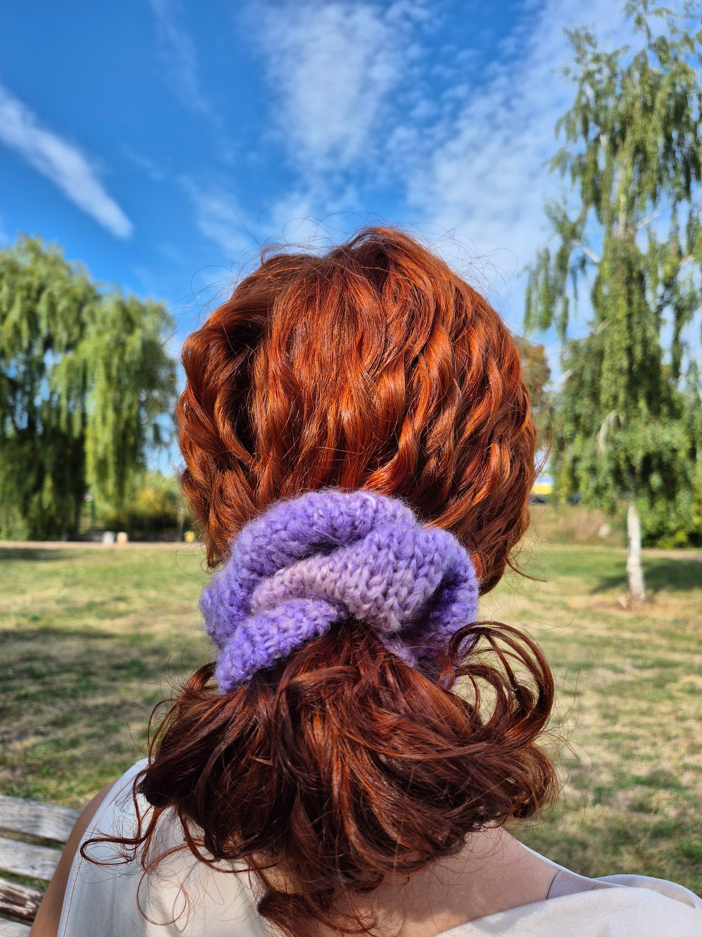 Mohair & Wool Scrunchie – Soft Hand Knit Hair Accessory