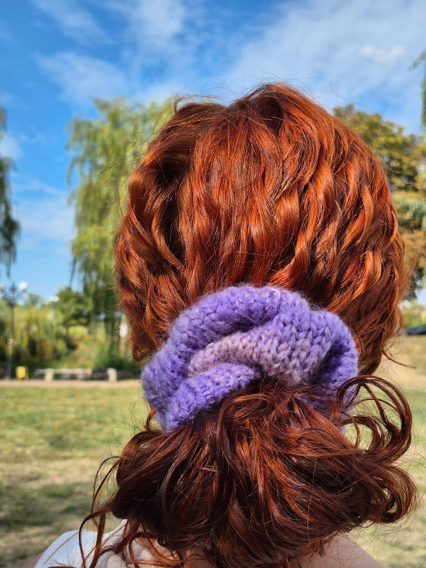 Mohair & Wool Scrunchie – Soft Hand Knit Hair Accessory