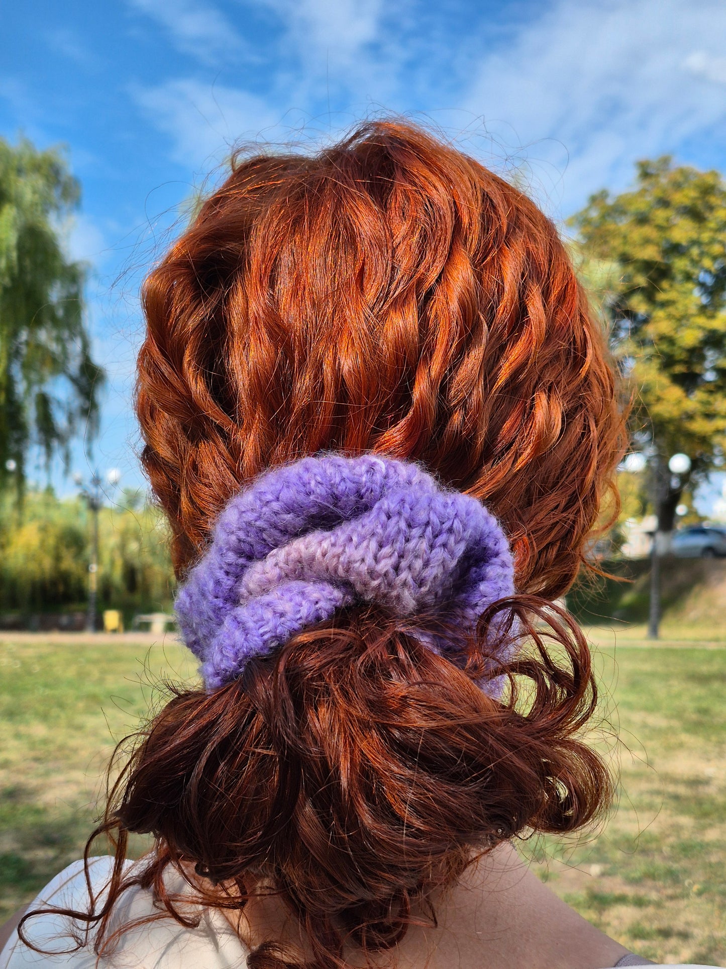 Mohair & Wool Scrunchie – Soft Hand Knit Hair Accessory