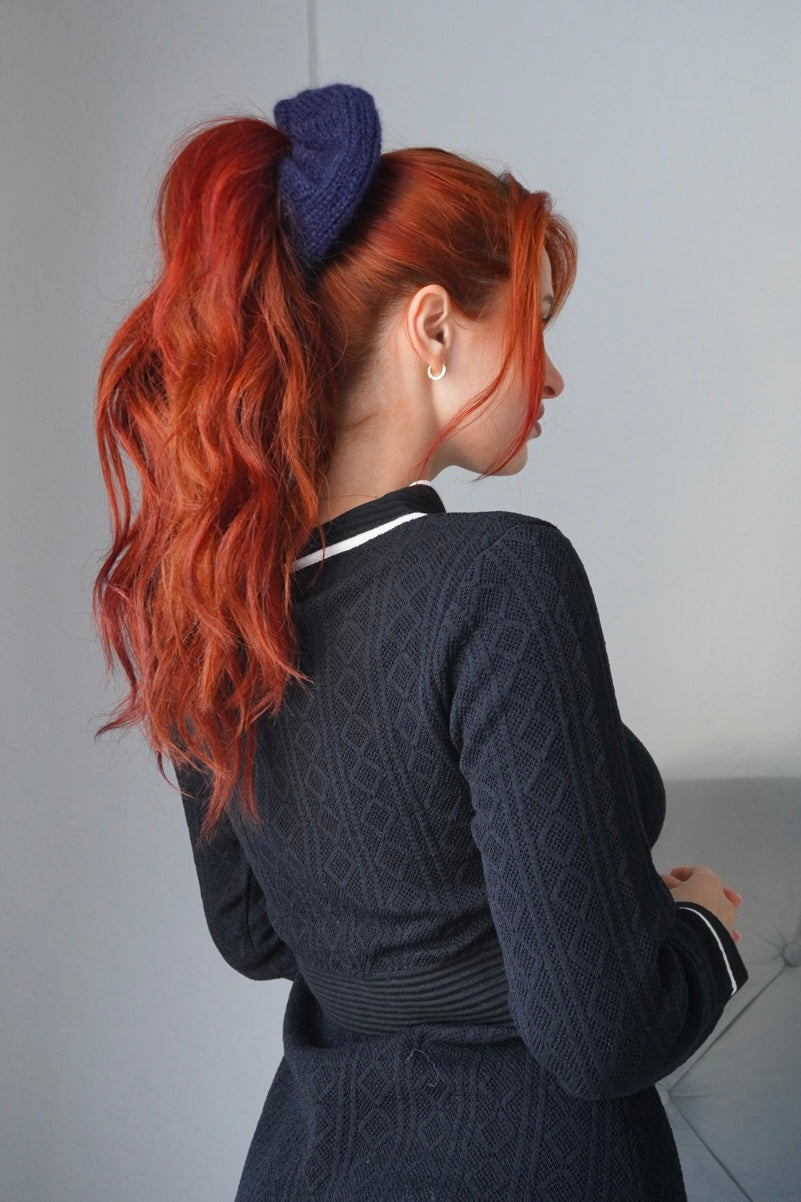 Handmade Alpaca Silk Knitted Scrunchie – Soft Luxury Hair Accessory